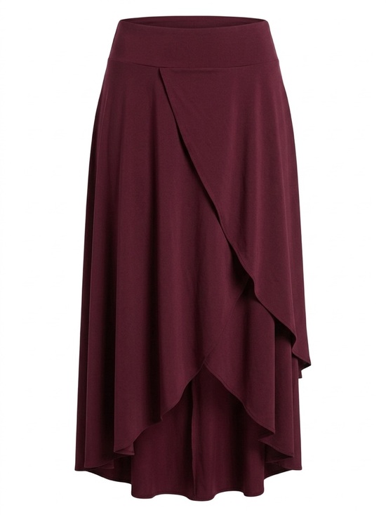 HALARA Dresses & Skirts - Halara Breezeful High Waisted Asymmetric Faux Wrap Maxi Skirt Burgundy 2X